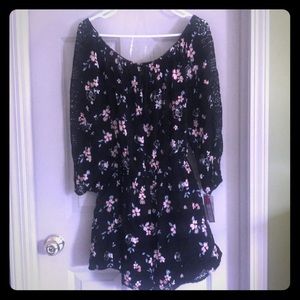 Off the shoulder flowered romper